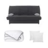 Ensemble Canapé Clic Clac FARWEST II Gris Avec Couette 220 X 240 Et 2 Oreillers -Deco.fr Soldes Boutique canape 18442059