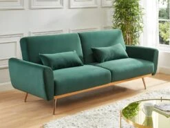 Ensemble Canapé Clic Clac LAUNEI Vert Sapin Avec Couette 220 X 240 Et 2 Oreillers -Deco.fr Soldes Boutique canape 18442081