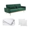 Ensemble Canapé Clic Clac LAUNEI Vert Sapin Avec Couette 220 X 240 Et 2 Oreillers -Deco.fr Soldes Boutique canape 18442101