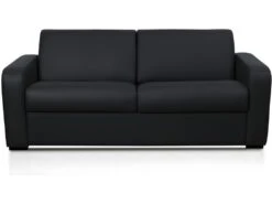 Ensemble Canapé 3 Places Convertible Express En Cuir BEVIS Noir Avec Couette 220 X 240 Et 2 Oreillers -Deco.fr Soldes Boutique canape 18442919