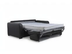 Ensemble Canapé 3 Places Convertible Express En Cuir BEVIS Noir Avec Couette 220 X 240 Et 2 Oreillers -Deco.fr Soldes Boutique canape 18442933