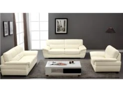 Fauteuil En Cuir THIBAULT - Ivoire -Deco.fr Soldes Boutique canape 184558