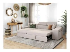 Canapé D'Angle ELONA Convertible En Tissu - Beige - Angle Gauche -Deco.fr Soldes Boutique canape 18796401