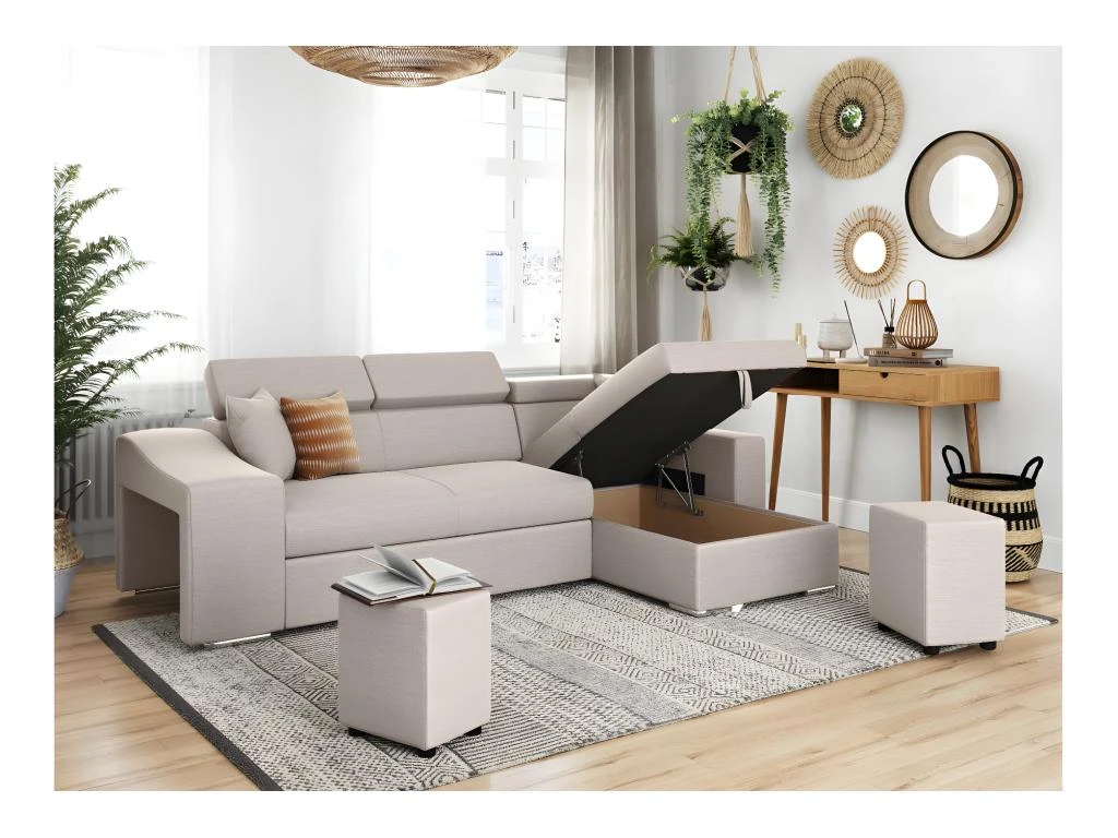 Canapé D'Angle ELONA Convertible En Tissu - Beige - Angle Droit 3 Canapé D'Angle ELONA Convertible En Tissu - Beige - Angle Droit – Image 3