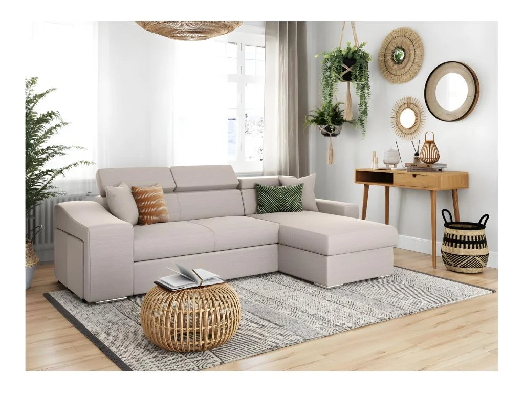 Canapé D'Angle ELONA Convertible En Tissu - Beige - Angle Droit 4 Canapé D'Angle ELONA Convertible En Tissu - Beige - Angle Droit – Image 4