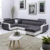 Canapé Panoramique Convertible EMPERO U Blanc Et Gris En Tissu Et Simili -Deco.fr Soldes Boutique canape 18852337