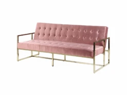 Canapé Convertible 3 Places En Velours Rose MARSTAL -Deco.fr Soldes Boutique canape 18854663