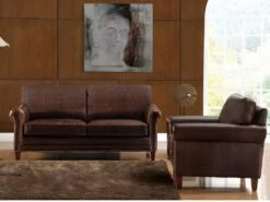 Fauteuil En Cuir Vieilli CASSANDRA - Marron -Deco.fr Soldes Boutique canape 190170