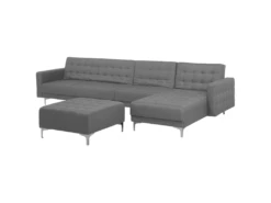 Canapé Angle Gauche Convertible En Tissu Gris Clair 5 Places Avec Pouf ABERDEEN 14 Canapé Angle Gauche Convertible En Tissu Gris Clair 5 Places Avec Pouf ABERDEEN -Deco.fr Soldes Boutique canape 19122637