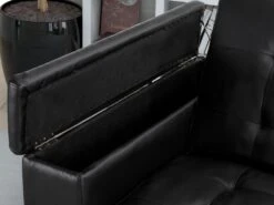 Canapé 3 Places Clic-clac En Simili DEVONSHIRE Avec Tablette Centrale Rabattable - Noir -Deco.fr Soldes Boutique canape 191363