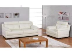 Fauteuil En Cuir De Buffle MANUELLA - Blanc Ivoire -Deco.fr Soldes Boutique canape 19137 1