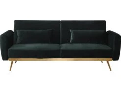 Canapé Clic Clac En Velours "Donia" - 203 X 81 X 83 Cm - 3 Places - Vert Foncé -Deco.fr Soldes Boutique canape 19211315