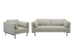 Fauteuil En Tissu Beige Et Pieds En Métal ISABELLA -Deco.fr Soldes Boutique canape 19218163 1