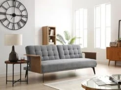 Canapé 3 Places Convertible Clic-clac En Tissu Gris NINANDRO