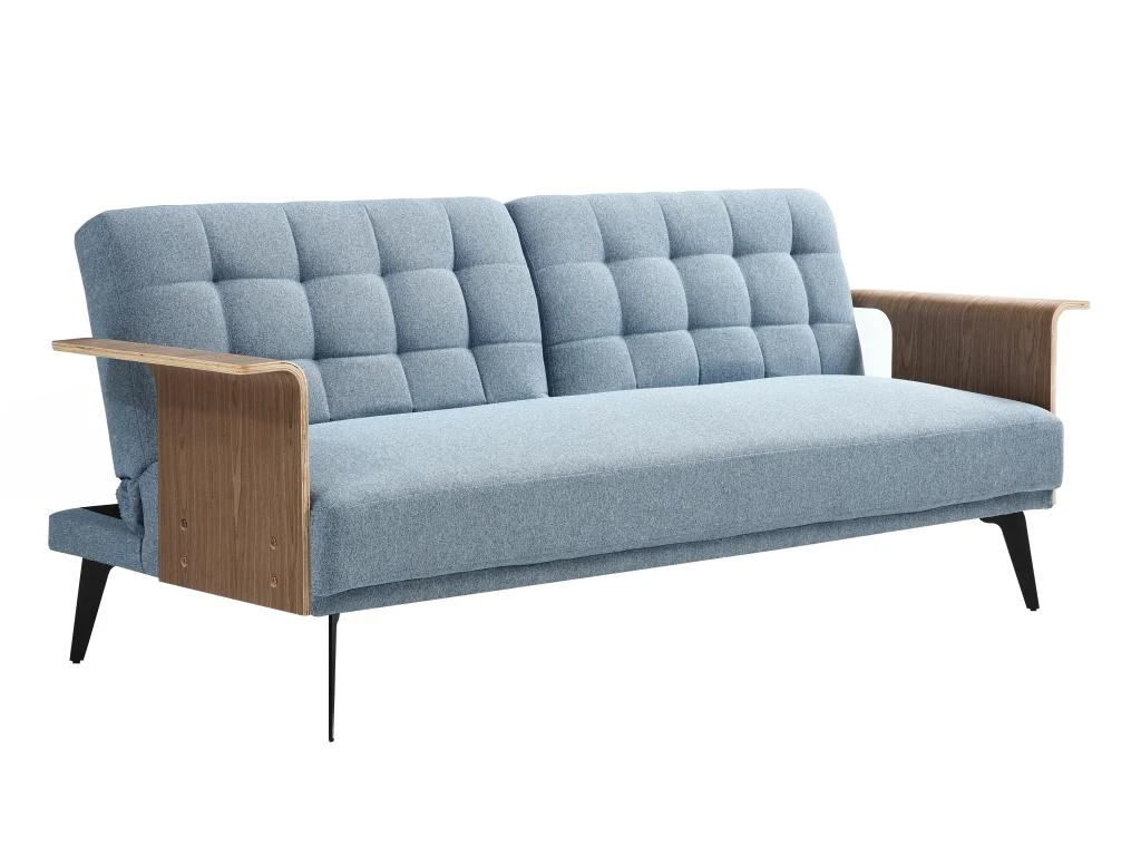 Canapé 3 Places Convertible Clic-clac En Tissu Bleu NINANDRO 2 Canapé 3 Places Convertible Clic-clac En Tissu Bleu NINANDRO – Image 2