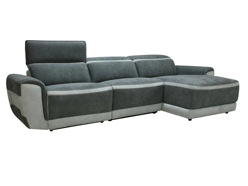 Canapé D'angle Droit Relax électrique En Tissu Gris Foncé ORIETTO 2 Canapé D'angle Droit Relax électrique En Tissu Gris Foncé ORIETTO – Image 2