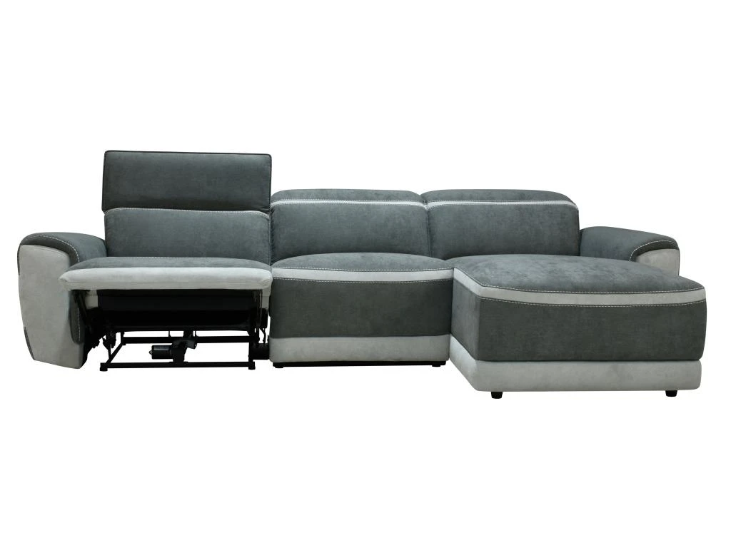 Canapé D'angle Droit Relax électrique En Tissu Gris Foncé ORIETTO 6 Canapé D'angle Droit Relax électrique En Tissu Gris Foncé ORIETTO – Image 6