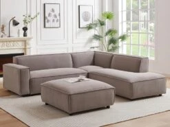 Canapé D'angle Droit En Velours Côtelé Taupe BORORE De Pascal Morabito -Deco.fr Soldes Boutique canape 19725949