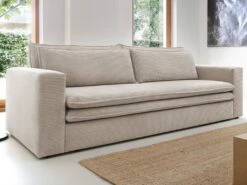 Canapé 3 Places Convertible En Velours Côtelé Crème TILIA 15 Canapé 3 Places Convertible En Velours Côtelé Crème TILIA -Deco.fr Soldes Boutique canape 19766651