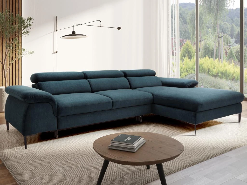 Canapé D'angle Droit Convertible En Velours Bleu Nuit SEPINA De Pascal Morabito 10 Canapé D'angle Droit Convertible En Velours Bleu Nuit SEPINA De Pascal Morabito – Image 10