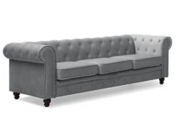 Grand Canapé 3 Places Chesterfield Velours Argent -Deco.fr Soldes Boutique canape 19940463