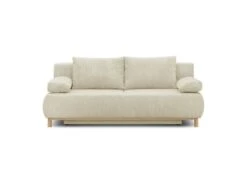 Banquette Convertible 3 Places MIKA - Velours Côtelé Beige - Coffre De Rangement - L 192 X H 84 X P 93 Cm