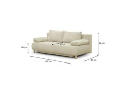 Banquette Convertible 3 Places MIKA - Velours Côtelé Beige - Coffre De Rangement - L 192 X H 84 X P 93 Cm -Deco.fr Soldes Boutique canape 19985551