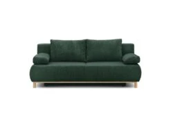 Banquette Convertible 3 Places MIKA - Velours Côtelé Vert Foret - Coffre De Rangement - L 192 X H 84 X P 93 Cm