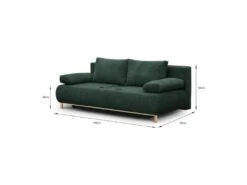 Banquette Convertible 3 Places MIKA - Velours Côtelé Vert Foret - Coffre De Rangement - L 192 X H 84 X P 93 Cm -Deco.fr Soldes Boutique canape 19985575