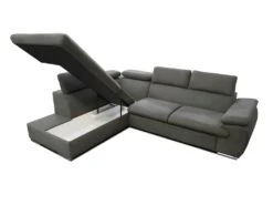 Canapé D'angle Convertible En Tissu Avec Coffre De Rangement FABIEN - Taupe - Angle Gauche -Deco.fr Soldes Boutique canape 199893