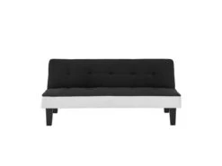 CELIA Banquette Clic-Clac 3 Places Contemporain Capitonné - Tissu Noir Et Blanc - L 168 X P 73 X H 71 Cm