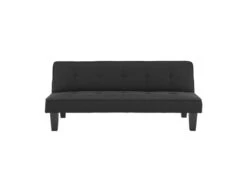 CELIA Banquette Clic-Clac 3 Places Contemporain Capitonné - Tissu Noir - L 168 X P 73 X H 71 Cm