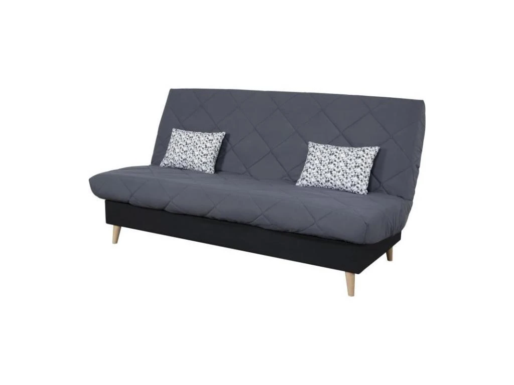 Banquette Clic Clac 3 Places DAKOTA - Tissu Gris - L 189 X P 94 X H 100 Cm - Couchage 120x190 Cm - Fabriqué En France - DUNLOPI 3 Banquette Clic Clac 3 Places DAKOTA - Tissu Gris - L 189 X P 94 X H 100 Cm - Couchage 120x190 Cm - Fabriqué En France - DUNLOPI – Image 3