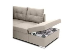 Canapé D'angle Convertible Réversible 4-5 Places MITCHELL - Tissu Beige - Coffre De Rangement - L 247 X P 205 X H 71/93 Cm -Deco.fr Soldes Boutique canape 20001879