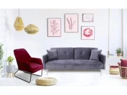 Canapé Convertible Clic-clac 3 Places Carla Velours Gris 9 Canapé Convertible Clic-clac 3 Places Carla Velours Gris -Deco.fr Soldes Boutique canape 20006365