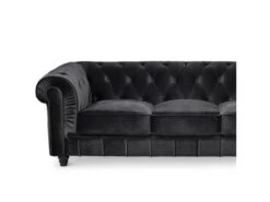 Canapé Chesterfield 3 Places - Couleurs - Velours Noir, Types De Canapé - 3 Places Chesterfield