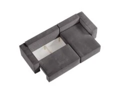 CLARISSE - Canapé D'angle Convertible Réversible Avec Coffre En Velours Côtelé - Gris Anthracite -Deco.fr Soldes Boutique canape 20127807