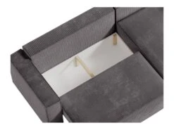 CLARISSE - Canapé D'angle Convertible Réversible Avec Coffre En Velours Côtelé - Gris Anthracite -Deco.fr Soldes Boutique canape 20127809