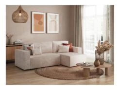 CLARISSE - Canapé D'angle Convertible Réversible Avec Coffre En Velours Côtelé - Beige 12 CLARISSE - Canapé D'angle Convertible Réversible Avec Coffre En Velours Côtelé - Beige -Deco.fr Soldes Boutique canape 20127835