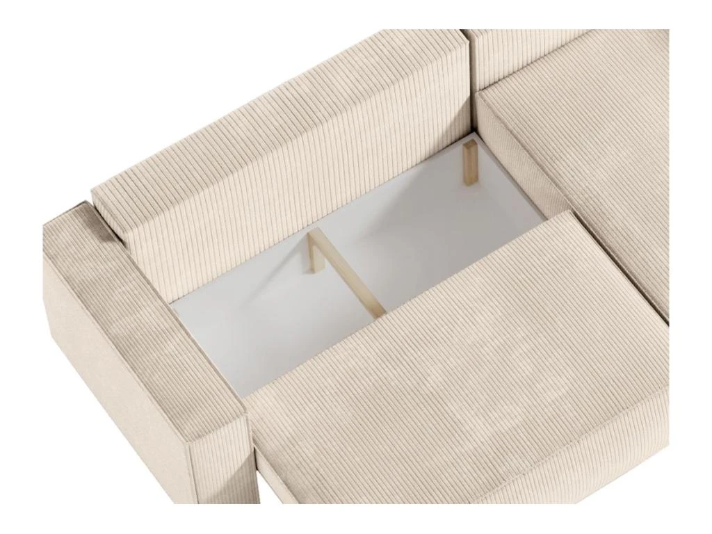 CLARISSE - Canapé D'angle Convertible Réversible Avec Coffre En Velours Côtelé - Beige 8 CLARISSE - Canapé D'angle Convertible Réversible Avec Coffre En Velours Côtelé - Beige – Image 8