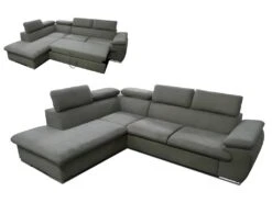 Canapé D'angle Convertible En Tissu Avec Coffre De Rangement FABIEN - Taupe - Angle Gauche -Deco.fr Soldes Boutique canape 201907