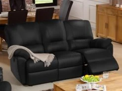 Canapé 3 Places Relax électrique En Cuir MARCIS - Noir