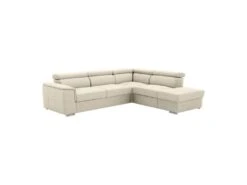 Canapé D'angle Convertible Réversible 3-4 Places DAYTONA - Tissu Beige - Coffre De Rangement - L 260 X P 218 X H 77 Cm