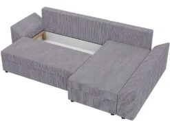Canapé D'angle Convertible Avec Coffre "Vaugirard 2" En Velours Côtelé - 3 Places - Gris -Deco.fr Soldes Boutique canape 20940623