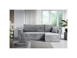 Canapé D'angle Réversible Convertible 3 Places Ezekiel Velours Côtelé Gris Clair -Deco.fr Soldes Boutique canape 20941645