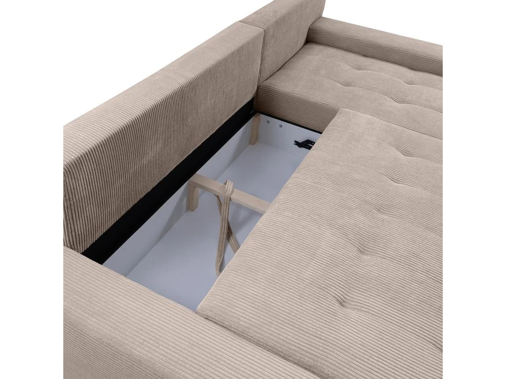 Canapé D'angle Convertible Droit 4 Places Coffre Jonas Velours Côtelé Taupe 4 Canapé D'angle Convertible Droit 4 Places Coffre Jonas Velours Côtelé Taupe – Image 4
