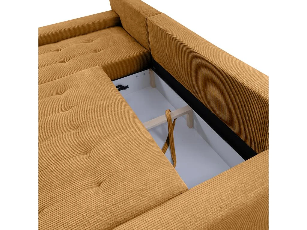 Canapé D'angle Convertible Gauche 4 Places Coffre Jonas Velours Côtelé Jaune 4 Canapé D'angle Convertible Gauche 4 Places Coffre Jonas Velours Côtelé Jaune – Image 4