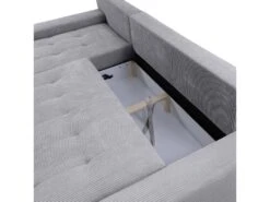 Canapé D'angle Convertible Gauche 4 Places Coffre Jonas Velours Côtelé Gris Clair -Deco.fr Soldes Boutique canape 20941741