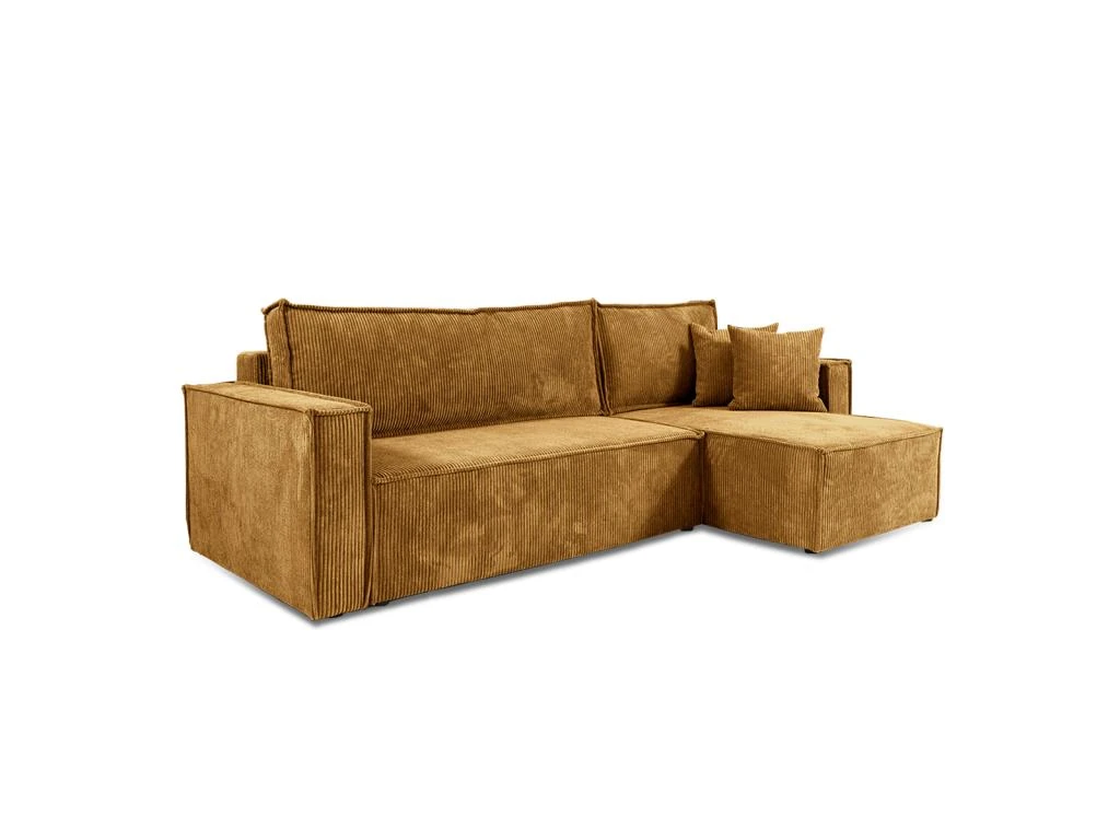 Canapé D'angle Réversible Convertible 3 Places Ezekiel Velours Côtelé Jaune 1 Canapé D'angle Réversible Convertible 3 Places Ezekiel Velours Côtelé Jaune