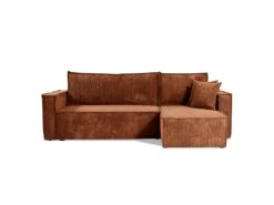 Canapé D'angle Réversible Convertible 3 Places Ezekiel Velours Côtelé Terracotta -Deco.fr Soldes Boutique canape 20941815